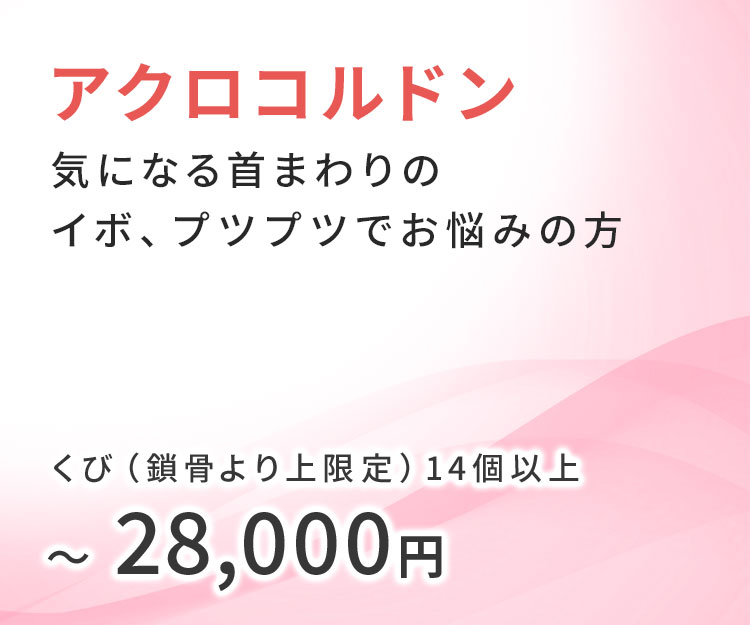 アクロコルドン 気になる首周りのイボ、プツプツでお悩みの方 鎖骨から限定14個以上28,000円